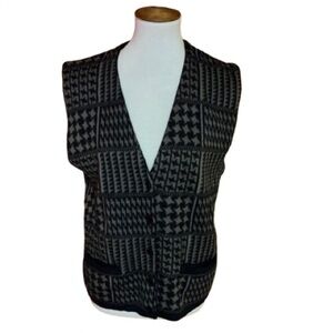 Vtg 90s geometric patchwork cardigan vest